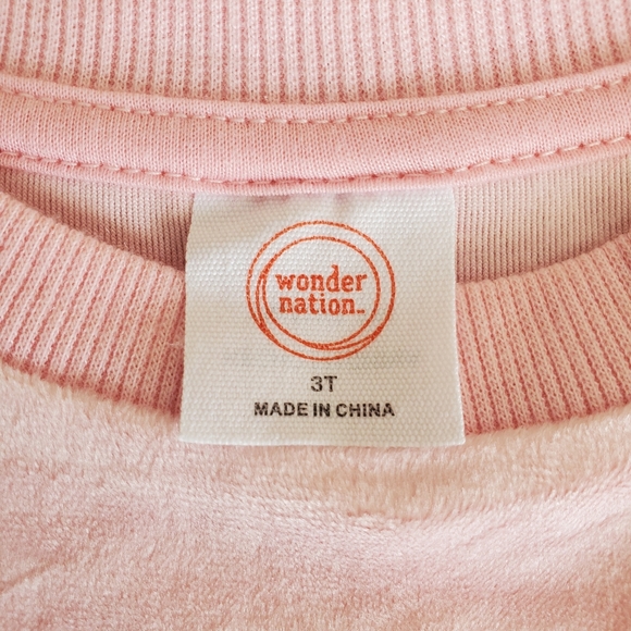 Light Pink 3T Velour Bear Two Piece Top And Pants Set New - Picture 5 of 8